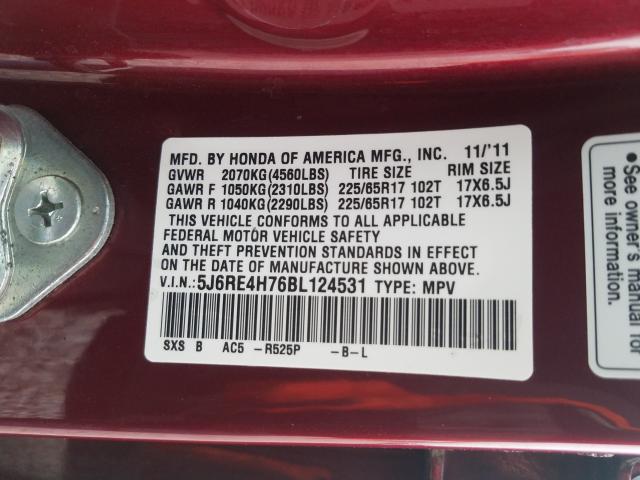 Photo 9 VIN: 5J6RE4H76BL124531 - HONDA CR-V EXL 