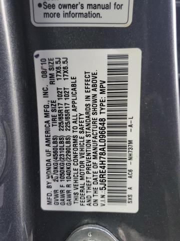 Photo 12 VIN: 5J6RE4H78AL096648 - HONDA CR-V EXL 