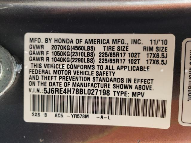 Photo 9 VIN: 5J6RE4H78BL027198 - HONDA CR-V EXL 