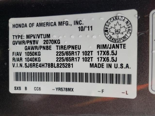 Photo 13 VIN: 5J6RE4H78BL825281 - HONDA CR-V EXL 