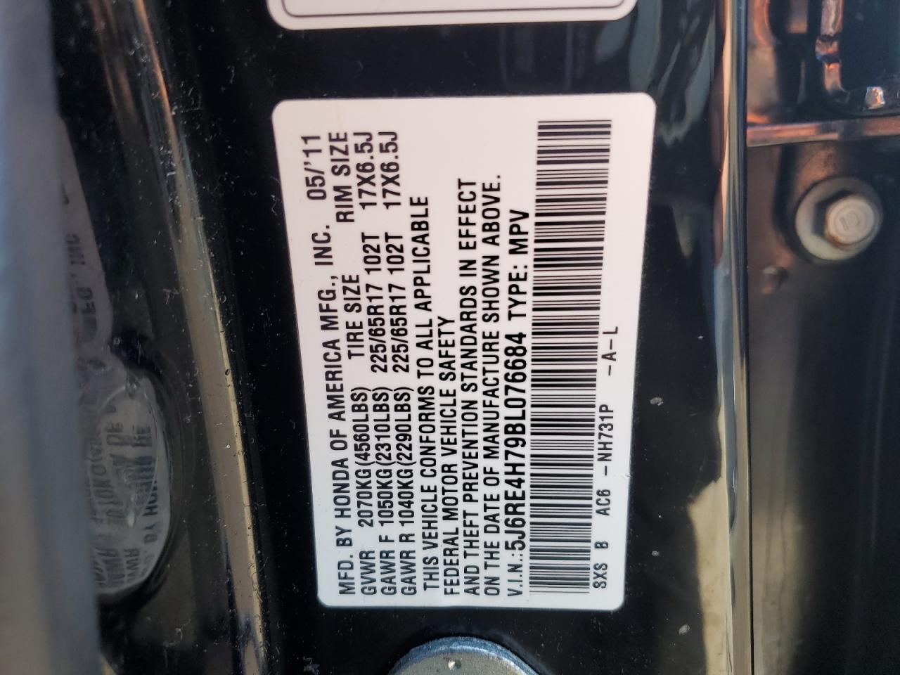 Photo 11 VIN: 5J6RE4H79BL076684 - HONDA CR-V 