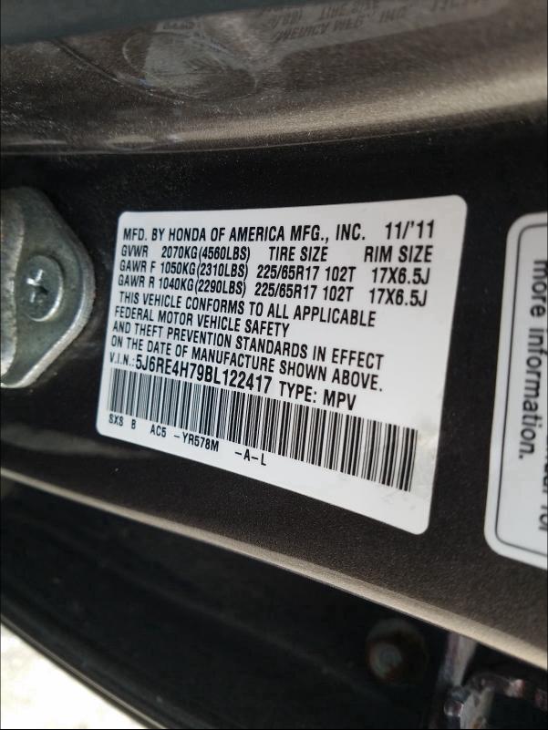 Photo 9 VIN: 5J6RE4H79BL122417 - HONDA CR-V EXL 