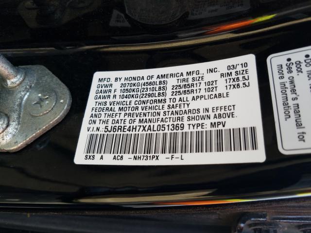 Photo 9 VIN: 5J6RE4H7XAL051369 - HONDA CR-V EXL 