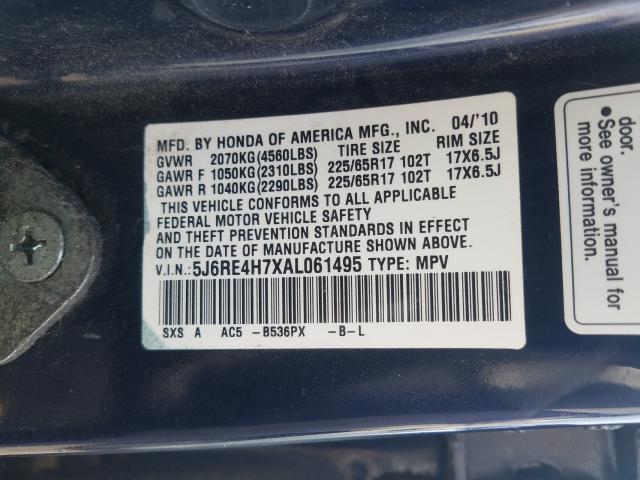 Photo 9 VIN: 5J6RE4H7XAL061495 - HONDA CR-V EXL 