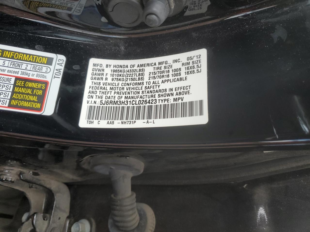 Photo 11 VIN: 5J6RM3H31CL026423 - HONDA CR-V 