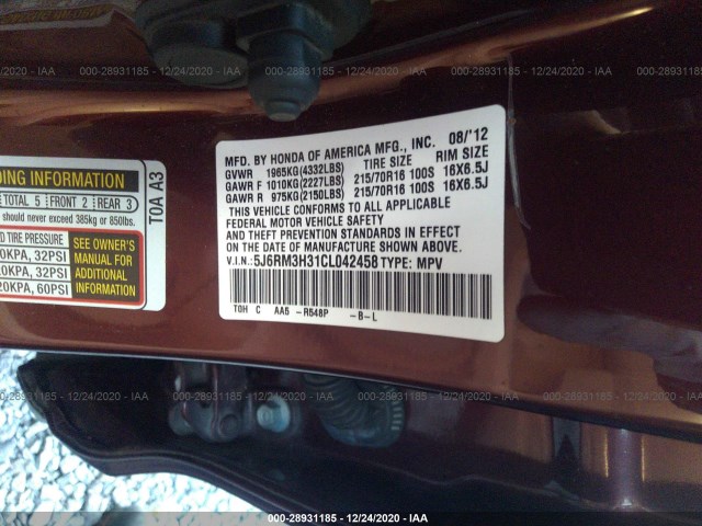 Photo 8 VIN: 5J6RM3H31CL042458 - HONDA CR-V 