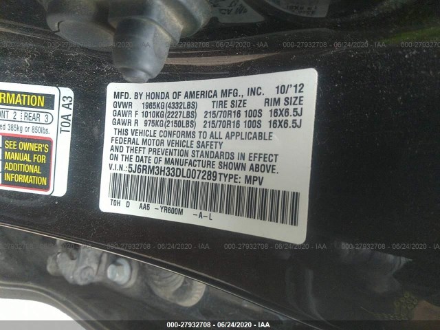 Photo 8 VIN: 5J6RM3H33DL007289 - HONDA CR-V 