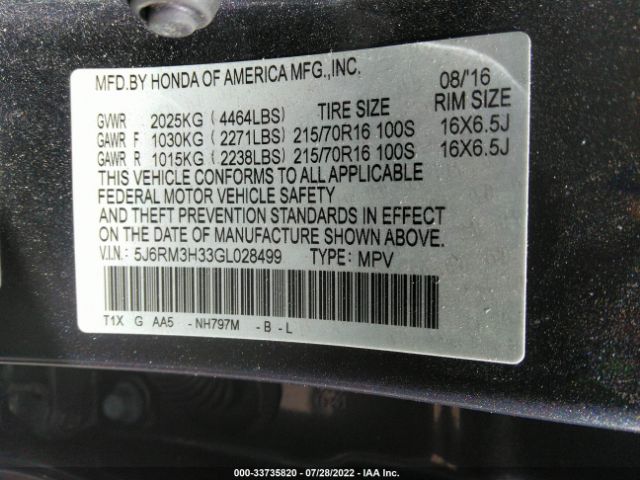 Photo 8 VIN: 5J6RM3H33GL028499 - HONDA CR-V 