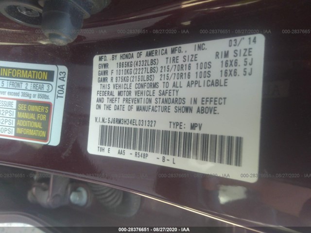 Photo 8 VIN: 5J6RM3H34EL031327 - HONDA CR-V 