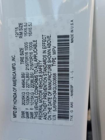 Photo 12 VIN: 5J6RM3H34GL003658 - HONDA CRV 