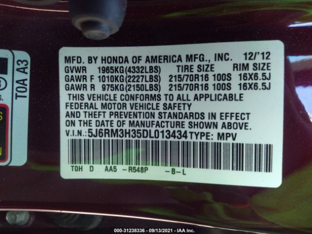 Photo 8 VIN: 5J6RM3H35DL013434 - HONDA CR-V 