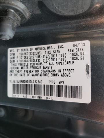 Photo 9 VIN: 5J6RM3H35DL032243 - HONDA CR-V LX 