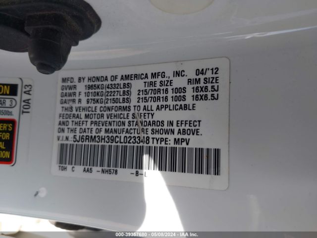 Photo 8 VIN: 5J6RM3H39CL023348 - HONDA CR-V 