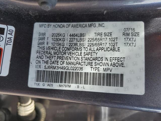 Photo 11 VIN: 5J6RM3H49GL022036 - HONDA CRV 