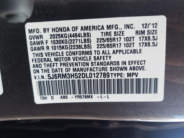 Photo 9 VIN: 5J6RM3H52DL012789 - HONDA CR-V EX 