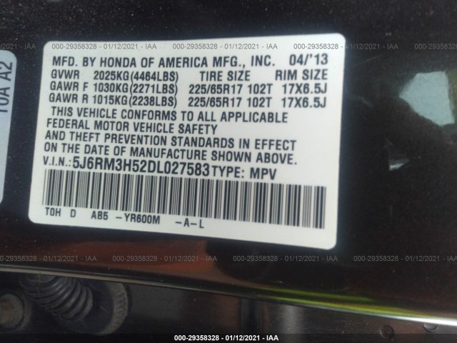 Photo 8 VIN: 5J6RM3H52DL027583 - HONDA CR-V 