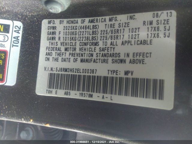 Photo 8 VIN: 5J6RM3H52EL000367 - HONDA CR-V 