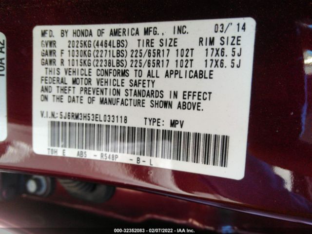 Photo 8 VIN: 5J6RM3H53EL033118 - HONDA CR-V 