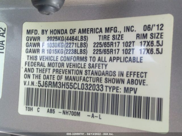 Photo 8 VIN: 5J6RM3H55CL032033 - HONDA CR-V 