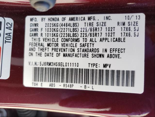 Photo 9 VIN: 5J6RM3H59EL011110 - HONDA CR-V EX 