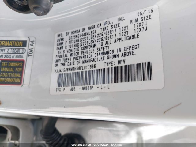 Photo 8 VIN: 5J6RM3H59FL017586 - HONDA CR-V 