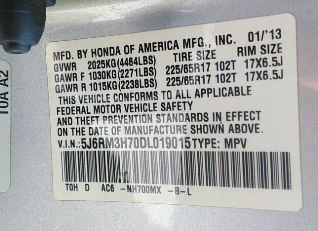 Photo 8 VIN: 5J6RM3H70DL019015 - HONDA CR-V 