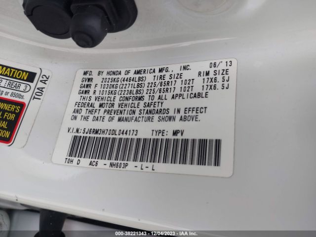 Photo 8 VIN: 5J6RM3H70DL044173 - HONDA CR-V 