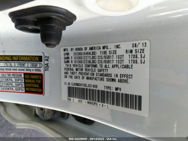 Photo 8 VIN: 5J6RM3H70EL001499 - HONDA CR-V 