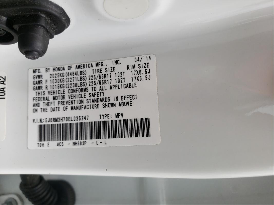 Photo 9 VIN: 5J6RM3H70EL035247 - HONDA CR-V EXL 