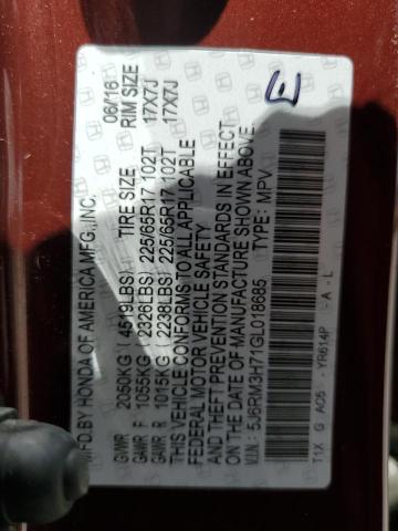 Photo 9 VIN: 5J6RM3H71GL018685 - HONDA CR-V EXL 