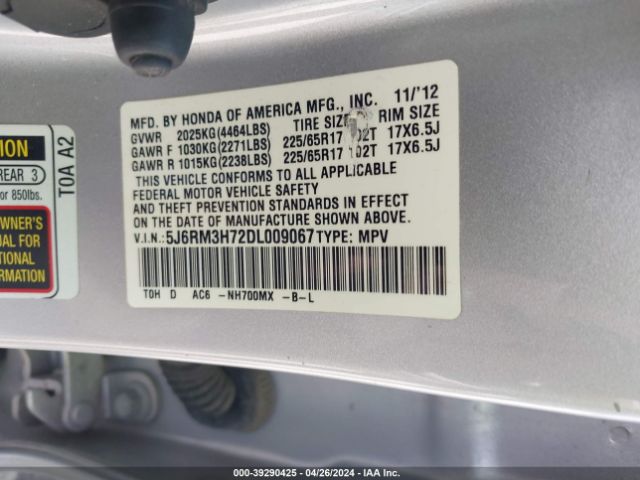 Photo 8 VIN: 5J6RM3H72DL009067 - HONDA CR-V 