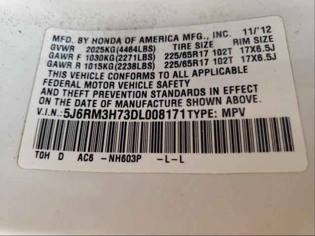 Photo 9 VIN: 5J6RM3H73DL008171 - HONDA CR-V EXL 