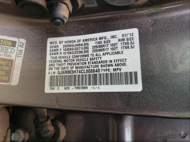 Photo 9 VIN: 5J6RM3H74CL006640 - HONDA CR-V EXL 