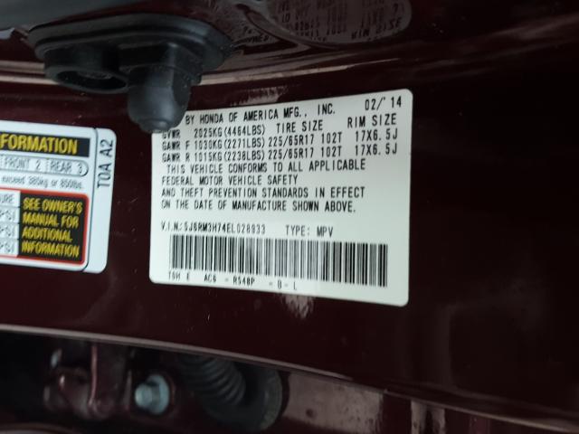 Photo 9 VIN: 5J6RM3H74EL028933 - HONDA CR-V EXL 