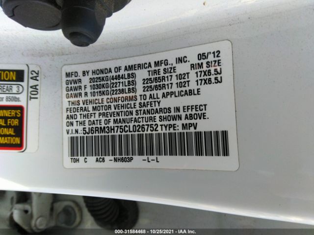 Photo 8 VIN: 5J6RM3H75CL026752 - HONDA CR-V 