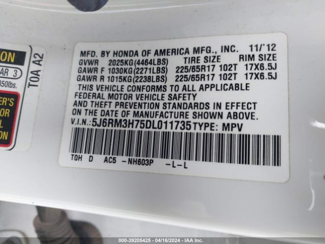 Photo 8 VIN: 5J6RM3H75DL011735 - HONDA CR-V 