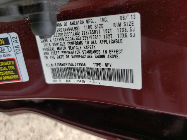 Photo 9 VIN: 5J6RM3H75DL043956 - HONDA CR-V EXL 