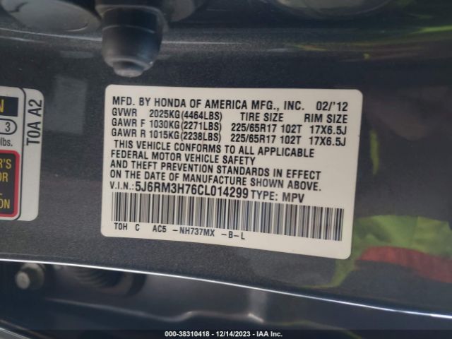 Photo 8 VIN: 5J6RM3H76CL014299 - HONDA CR-V 