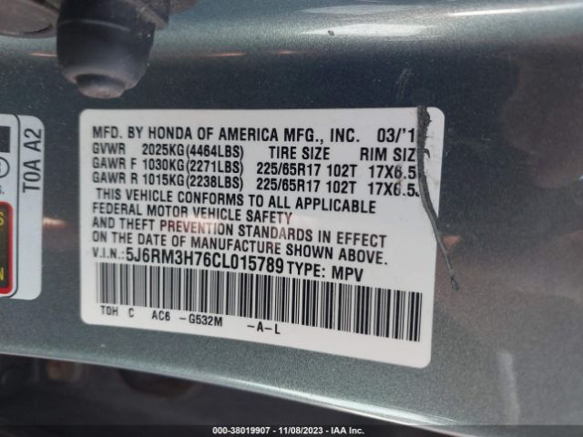 Photo 8 VIN: 5J6RM3H76CL015789 - HONDA CR-V 