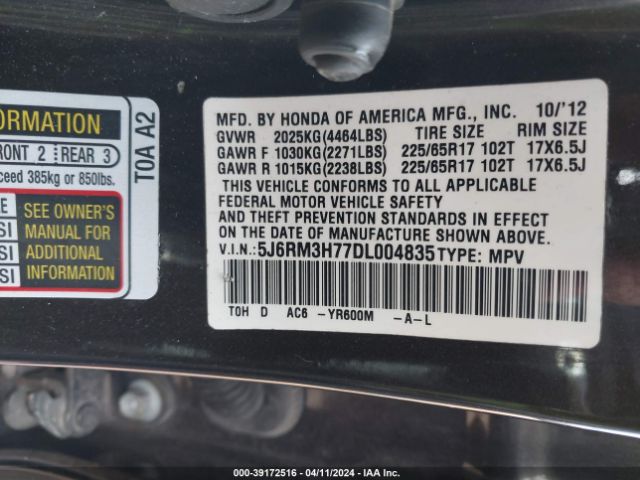 Photo 8 VIN: 5J6RM3H77DL004835 - HONDA CR-V 