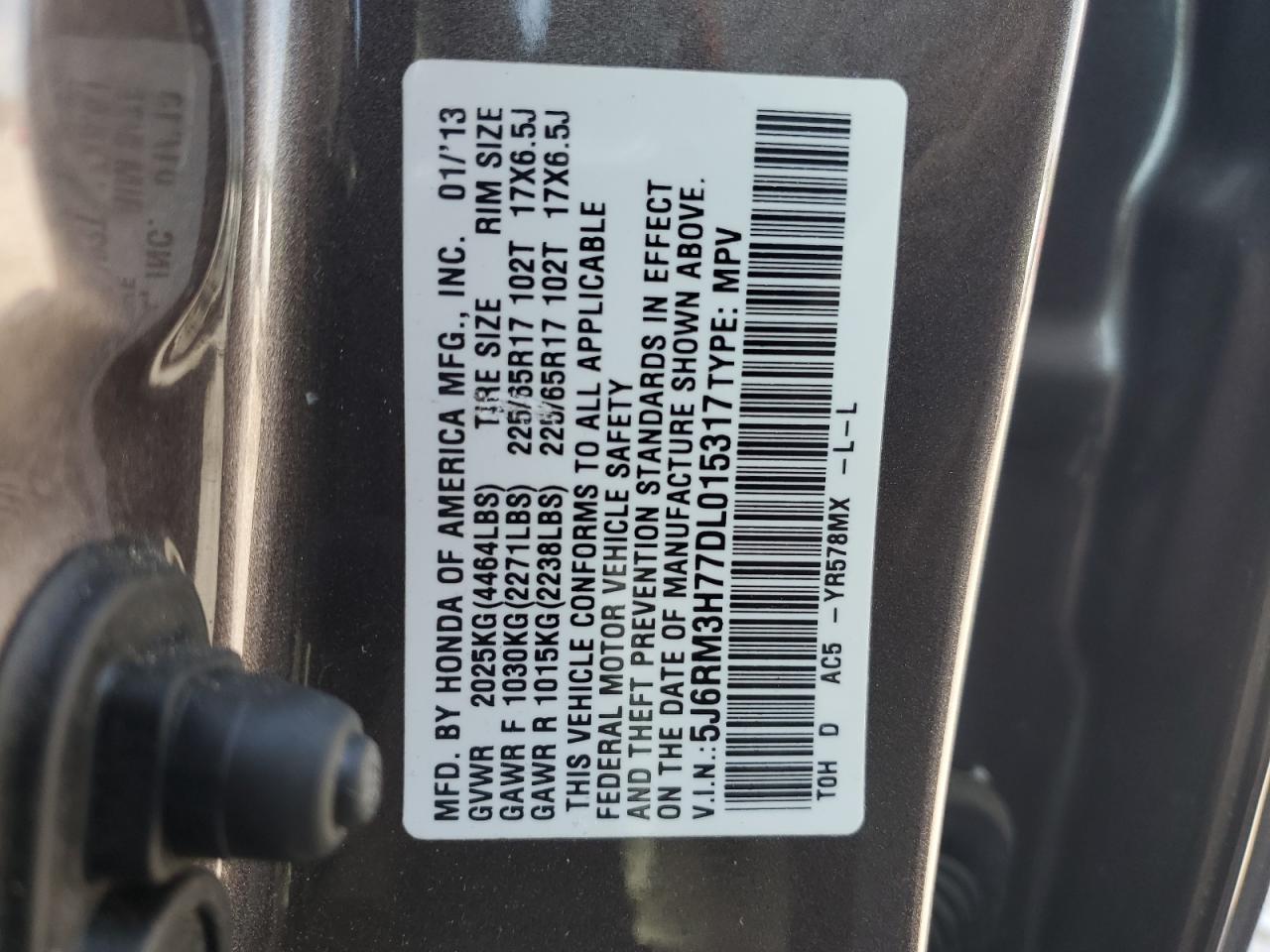 Photo 12 VIN: 5J6RM3H77DL015317 - HONDA CR-V 