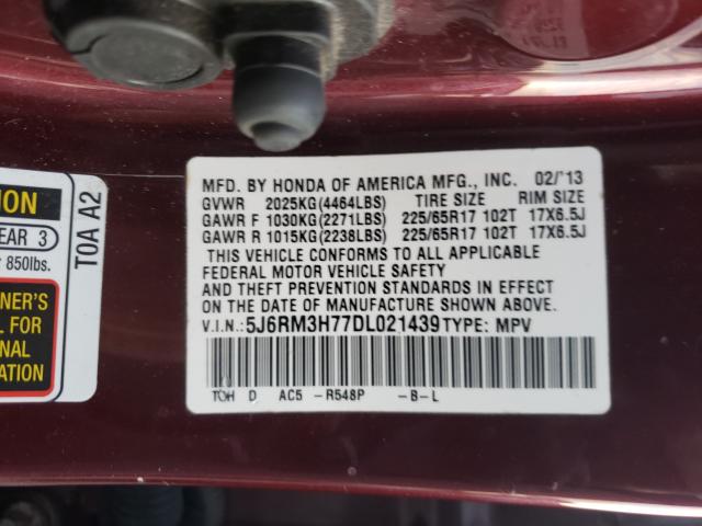 Photo 9 VIN: 5J6RM3H77DL021439 - HONDA CR-V EXL 