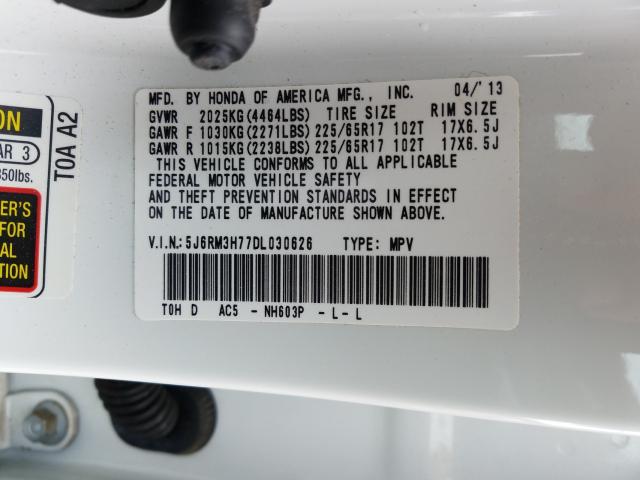 Photo 9 VIN: 5J6RM3H77DL030626 - HONDA CR-V EXL 