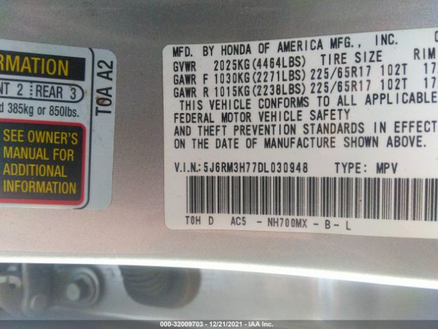 Photo 8 VIN: 5J6RM3H77DL030948 - HONDA CR-V 