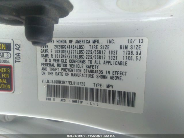 Photo 8 VIN: 5J6RM3H77EL010720 - HONDA CR-V 