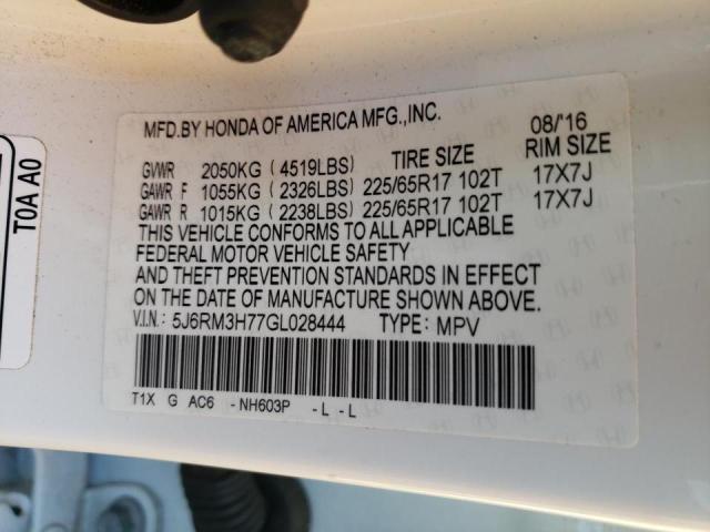 Photo 9 VIN: 5J6RM3H77GL028444 - HONDA CR-V EXL 