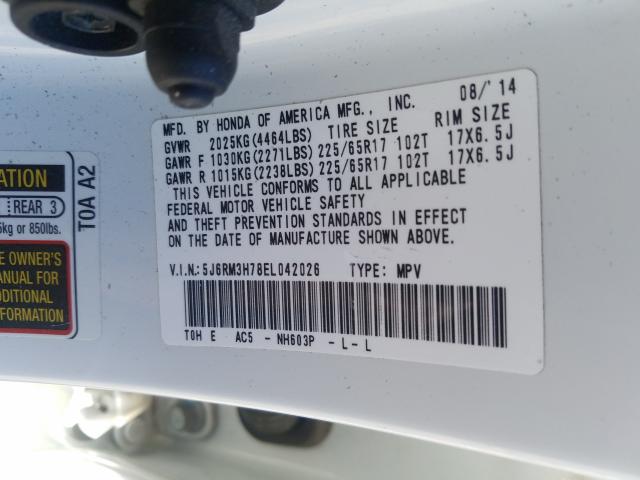 Photo 9 VIN: 5J6RM3H78EL042026 - HONDA CR-V EXL 