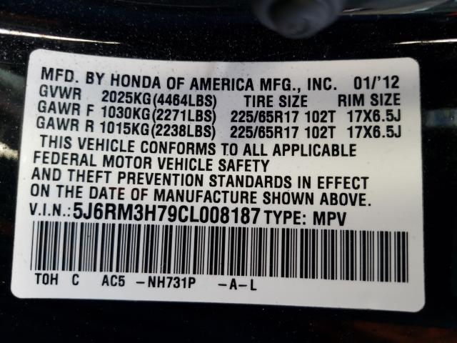 Photo 9 VIN: 5J6RM3H79CL008187 - HONDA CR-V EXL 