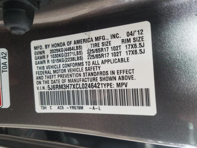 Photo 9 VIN: 5J6RM3H7XCL024642 - HONDA CR-V EXL 