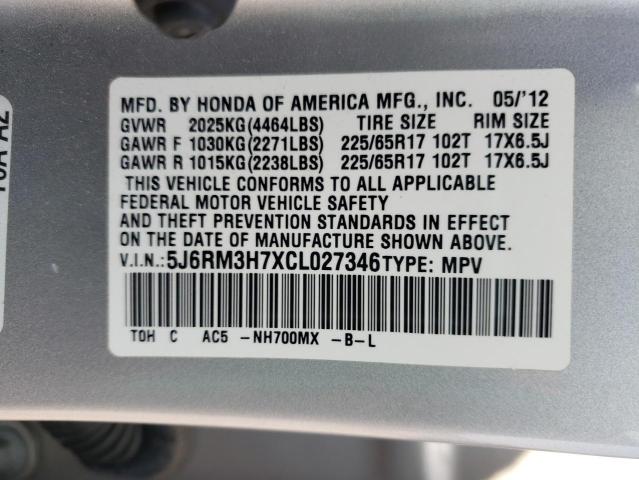 Photo 12 VIN: 5J6RM3H7XCL027346 - HONDA CR-V EXL 